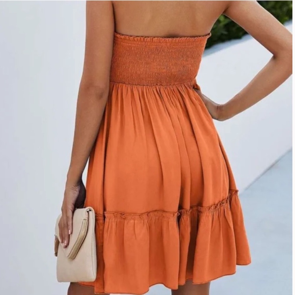 Boho Tie Front Ruffle Mini Dress - Picture 6 of 8